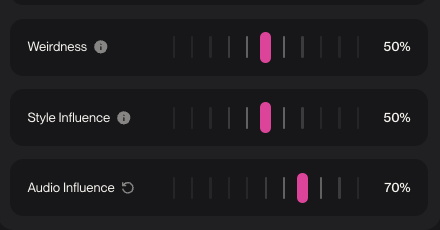 Audio influence settings